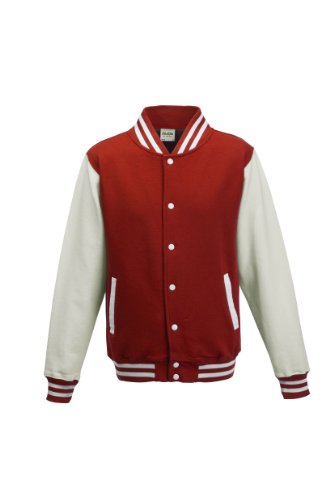 All We Do Is Mens Varsity Jacket Fire Red/White M