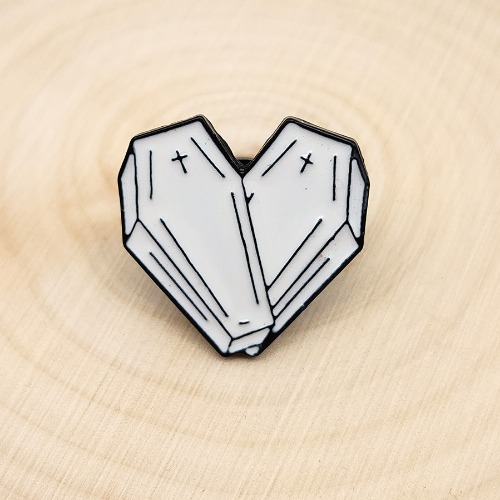Coffin Heart Enamel Lapel Pin