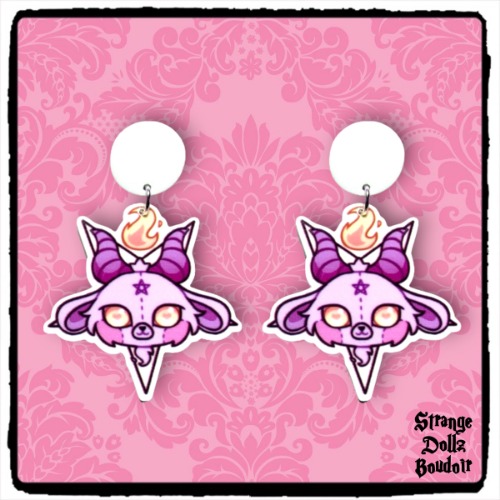 Pastel Goth Baphomet earrings, 925 sterling silver, Pastel Goth, Strange Dollz Boudoir