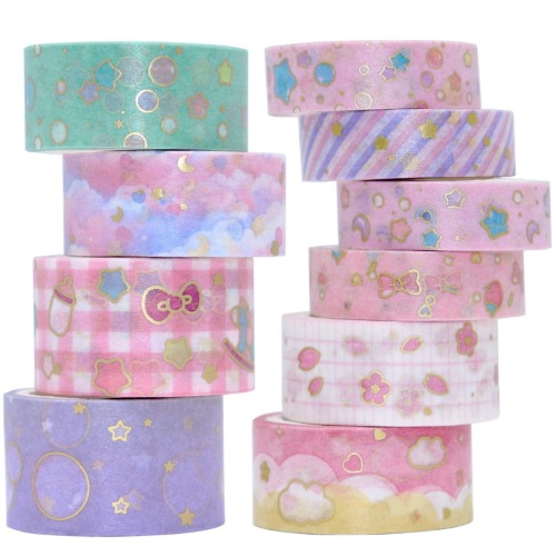 VEYLIN 10Rolls Gold Foil Washi Tape
