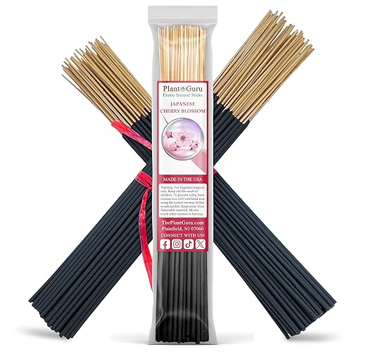 Japanese Cherry Blossom Incense Sticks 11" - 1 Bundle 85 to 100 Sticks - Smooth and Clean Long Burn Time, 45 to 60 Minutes.