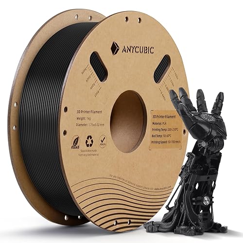 ANYCUBIC PLA 3D Printer Filament, RFID 3D Printing PLA Filament 1.75mm Dimensional Accuracy +/- 0.02mm, 1KG Spool (2.2 lbs), Pearl Black - 1kg Pla Black