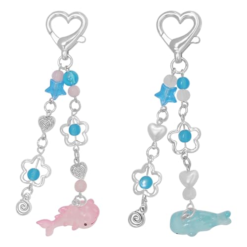 AGEN KGEN Aesthetic Y2K keychains Cute Butterfly Star Strawberry Bear Guitar Keychains Charms for Women Girls Bag Purse Gifts - 2x Cute Fish