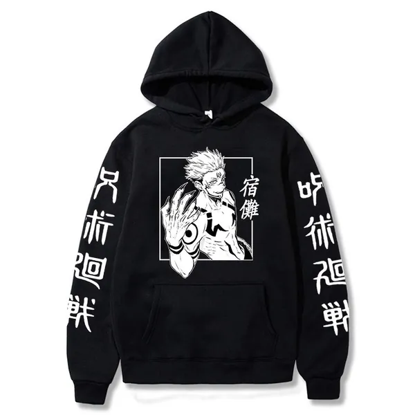 NECHARI Unisex Tops Harajuku Anime Unisex Hoodie Pullovers Tops Loose Long Sleeves - Black1 XX-Large