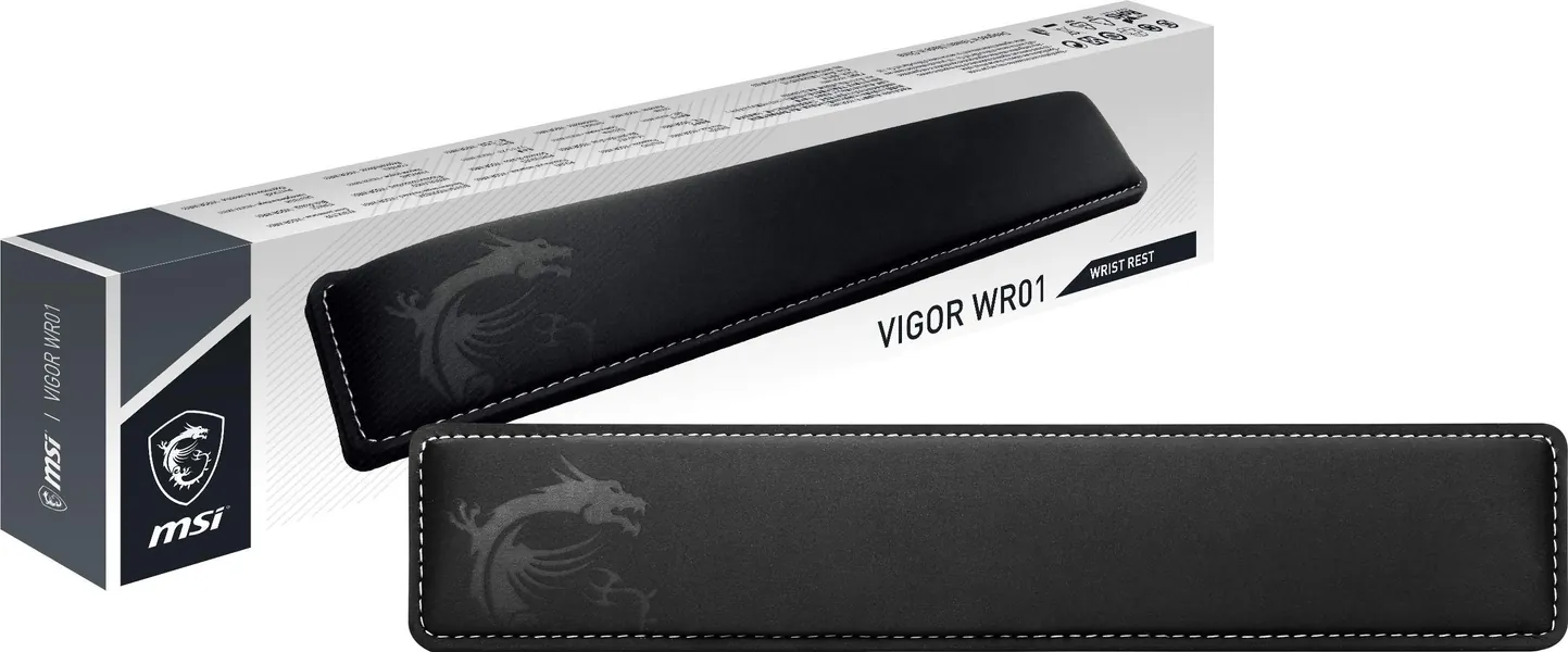 MSI Vigor WR01- Poggiapolsi per tastiera in memory foam, superficie morbida in Lycra, ergonomica ed antibatterica, base antiscivolo, perfetta per le lunghe sessioni di gaming