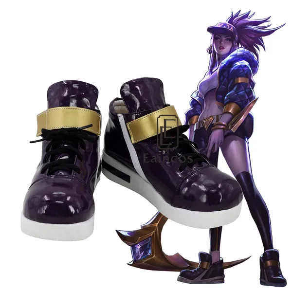 Game LOL KDA Akali Cosplay Shoes Women K/DA COS Black/Purple Custom-made