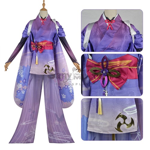 【Valentine's Day 14% OFF CODE: VAL14】【In Stock】Game Genshin Impact Cosplay Baal Kimono Cosplay Costume Plus Size - Raiden Shogun / L