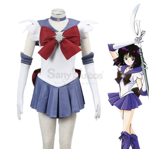 【In Stock】Anime Sailor Moon Cosplay Sailor Saturn Hotaru Tomoe Battle Suit Cosplay Costume - L