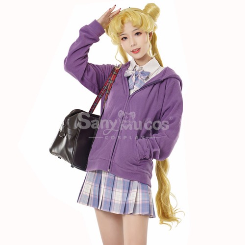 【In Stock】Anime Sailor Moon Cosplay Sailor Moon Usagi Tsukino Zipper Hoodie Cosplay Costume - L