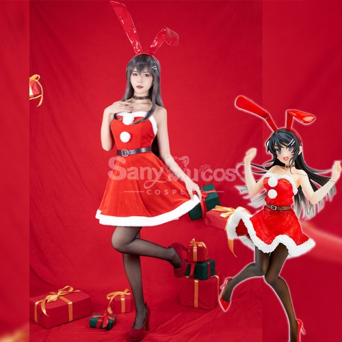 【In Stock】Anime Rascal Does Not Dream of Bunny Girl Senpai Cosplay Mai Sakurajima  Christmas Bunny Girl Cosplay Costume - L