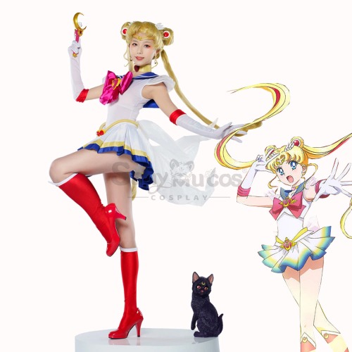 【In Stock】Anime Sailor Moon SuperS Cosplay Sailor Moon Usagi Tsukino Battle Suit Cosplay Costume - L