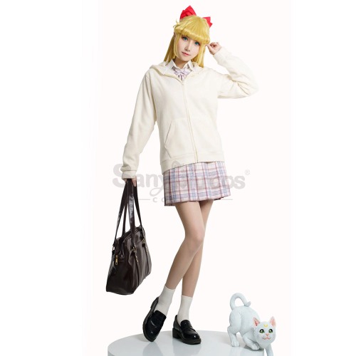 【In Stock】Anime Sailor Moon Cosplay Sailor Venus Minako Aino Zipper Hoodie Cosplay Costume - L