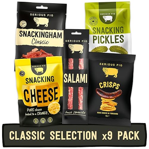 Serious Pig Classic Selection Gift Box with Cheese Crisps, Salami Snacks, Pickles & More Gourmet Hamper