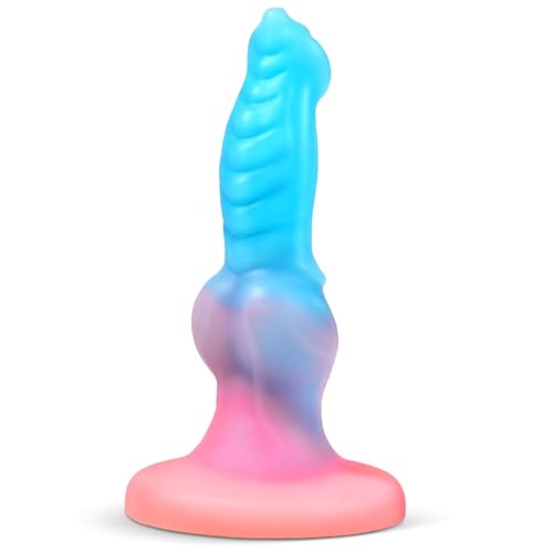 Luminous Knot Dildo for Women, 7'' Small Fantasy Monster Anal Dildo with Strong Suction Cup, Liquid Silicone G-spot Realistic Dragon Dildo for Prostate Massage, Adult Sex Toys for Women, Men