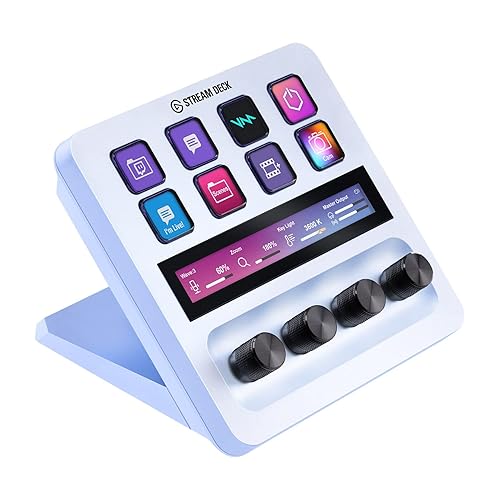 Elgato Stream Deck + White, Audio Mixer, Production Console and Studio Controller for Content Creators, Streaming, Gaming, with customizable touch strip dials and LCD keys, works with Mac and PC - White - Stream Deck +