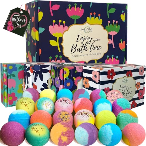 Bath Bombs for Women Gift Set - MOTHERS DAY Gift for Mom, 24 Natural and Organic Bath Bombs with Essential Oils & Moisturizing Shea Butter- Birthday Gifts for Women, Teen Girls, Kids & Selfcare Gifts. - Bath Bombs 24