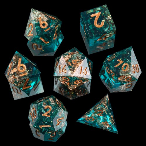 Mini Planet Dice Set with Sharp Edges and Galaxy Inclusions for Tabletop Role Playing Game Dungeons and Dragons Polyhedral Dice Set Handcrafted DND Dice for Collection and Gift Forgotten Oasis