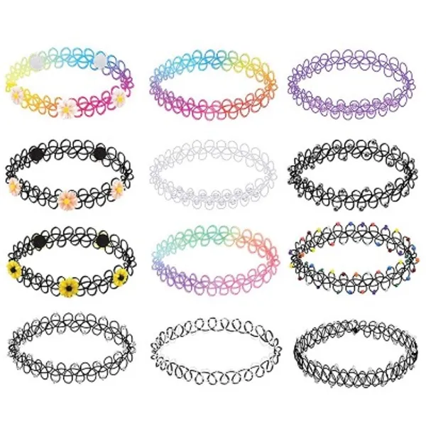 BodyJ4You 12PC Choker Necklace Set Henna Tattoo Stretch Elastic Jewelry Women Girl Gift Pack