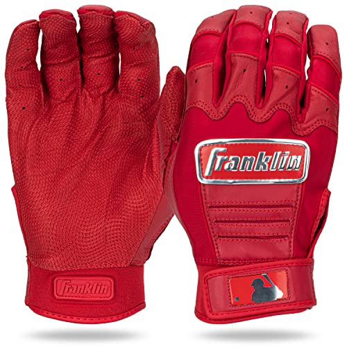 Franklin Sports MLB Batting Gloves - CFX Pro Adult Men's + Youth Batting Gloves Pair - Baseball + Softball Gloves - Adult Large - Red Chrome