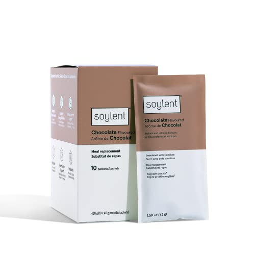 Soylent Single Serve Powder Packets – Plant-Based Complete Meal Replacement Powder – 10 Packets – Chocolate - Chocolate - 45.00 g (Pack of 10)
