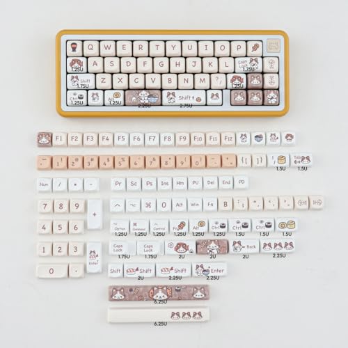 SUEHIODHY PBT Cat Keycaps Set MOA Profile Cute Keycaps 144 Keys Custom Dye-Sublimation Keyboard Keycaps for 60% 65% 70% 75% 100% Cherry Gateron MX Switches Mechanical Keyboards - Cat Fish