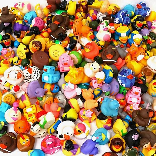 XY-WQ Rubber Duck 25 Pack Bath Toy Assortment - Bulk Floater Duck for Kids - Baby Showers Accessories - Party Favors, Birthdays, Bath Time, and More (25 Varieties) - 50-Pack