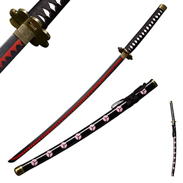 Sword fort Carbon Steel Roronoa Zoro Swords Real Metal About 41 inches Katana Anime Cosplay Sword,Yama Enma Arashi /Death Surgeon Trafalgar Law /luffy Kitetsu/shisui/wado ichimonji /3-Piece Set/4-Piece Set