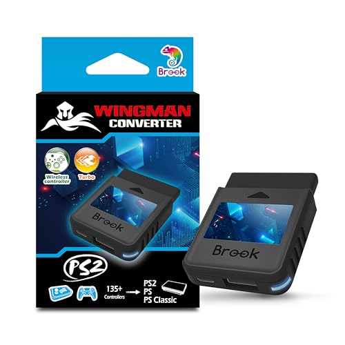 Brook Wingman PS2 Converter - Wireless Version of PS4/3 to PS2/1, Retro Consoles Converter on PS2/ PS1/PS Classic Consoles, for PS Retro Consoles - Black