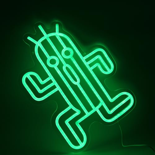 Cactar Neon Sign USB Powered for Kids Room Decor,Final Fantasy Green Plant Cactar Neon Light Sign for Playroom Light Man Cave Game Room Bar Final Fantasy Fan Art Birthday Gift 14 * 15.7 Inches