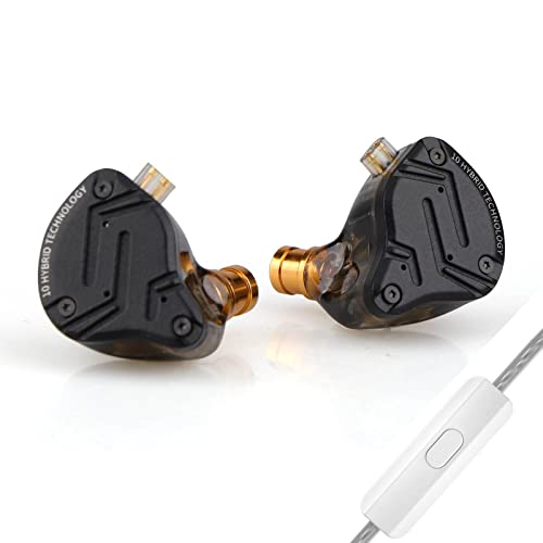 Linsoul KZ ZS10 PRO X Upgraded 1DD+4BA Hybrid Driver HiFi in Ear Earphones IEM with Alloy Faceplace Detachable Silver-Plated Recessed 0.75mm 2Pin Cable for Audiophile Musician DJ Stage (with Mic) - With Mic - ZS10 PRO X
