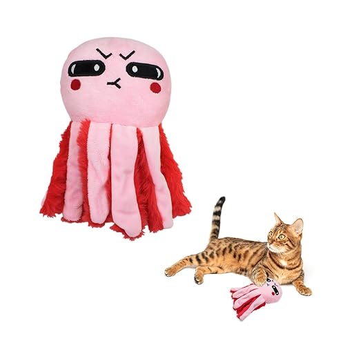 Andiker Cat Interactive Toy, Octopus-Shaped Cat Plush Toys with Crinkle Paper, Cat Toys for Indoor Cats to Scratch and Chew for Kitten Gifts and Cat Lovers (Pink) - Pink