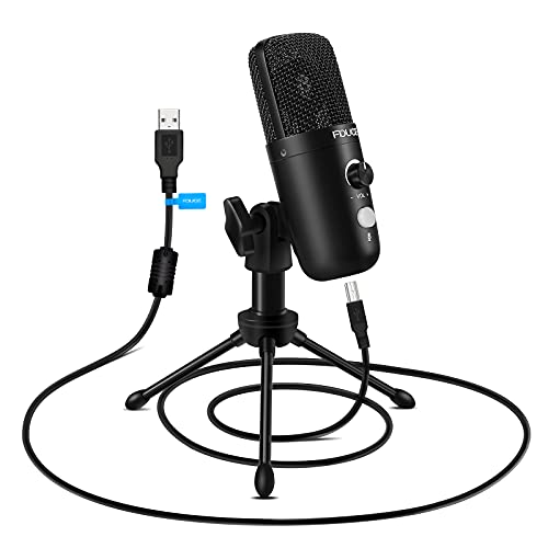 USB Plug&Play Computer Microphone, FDUCE Professional Studio PC Mic with Tripod for Gaming, Streaming, Podcast, Chatting, YouTube on Mac & Windows(Black)