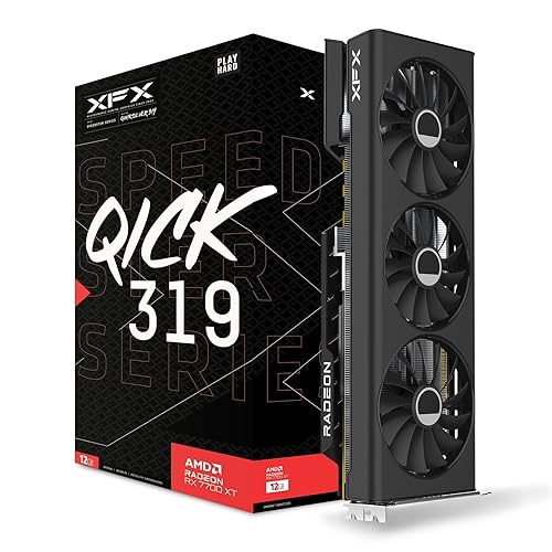 XFX Speedster QICK319 RX 7700 XT Black Gaming Graphics Card 12GB GDDR6 HDMI 3xDP, AMD RDNA 3 RX-77TQICKB9 - RX 7700 XT QICK