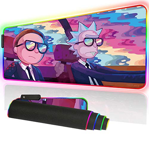 Bimormat RGB Mouse Pad LED Light Gaming Mouse Pad with Rubber Base Colorful Computer Carpet Desk Mat for PC Laptop (35.4 * 15.7 inch) (9040rkmomo) - *9040rkmomo