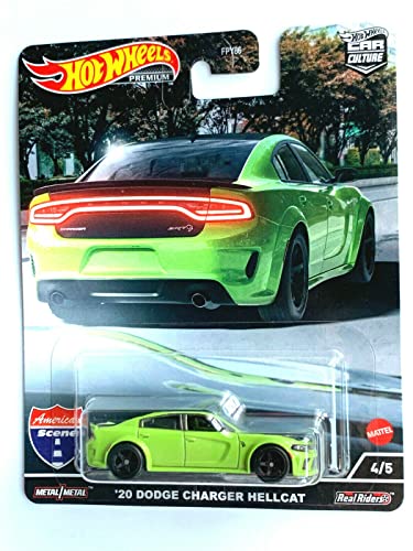 DieCast Hot Wheels 20 Dodge Charger Hellcat (Lime Green) - Car Culture American Scene 4/5 (Premium 1:64 Scale) GHG66