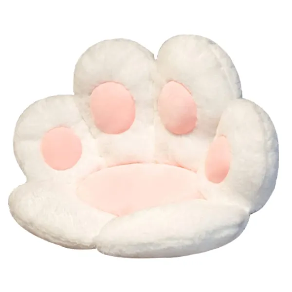 SIPERLARI Coussin de siège en forme de patte de chat, mignon coussin de chaise en peluche, doux et chaud en peluche, coussin de bureau, coussin de sol, tapis de sol pour la maison (blanc)