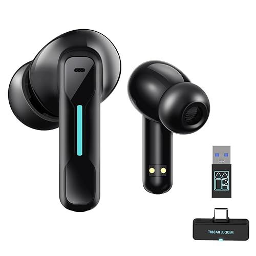 Middle Rabbit SW4 USB Wireless Earbuds for PC and Laptop: Bluetooth Headphones with 2.4GHz Dongle for Work, Wireless Headset for Work, with Microphone, Earphones with Mic for Computer Desktop