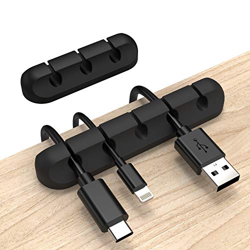 INCHOR Cord Organizer, Cable Clips Cord Holder, Cable Management USB Cable Power Wire Cord Clips, 2 Packs Cable Organizers for Car Home and Office (5, 3 Slots) - Black