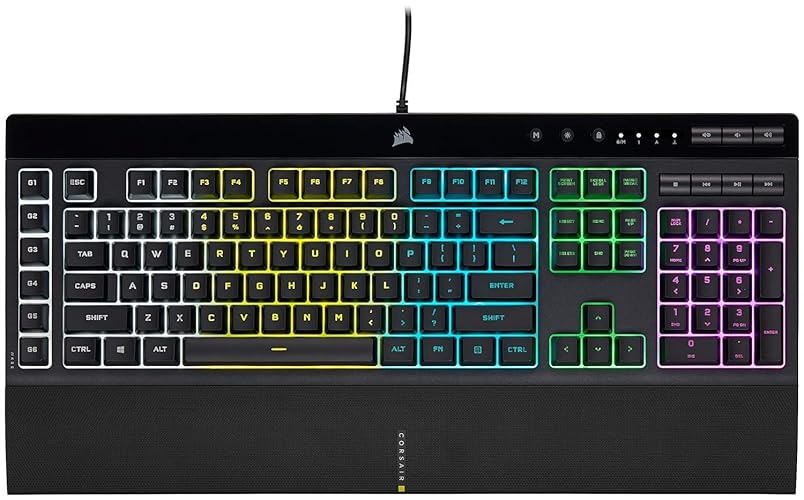 Corsair K55 RGB PRO Membrane Wired Gaming Keyboard – IP42 Dust and Spill-Resistant – 6 Macro Keys with Elgato Integration – iCUE Compatible – QWERTY NA – PC, Mac, Xbox – Black - Black - K55 RGB PRO
