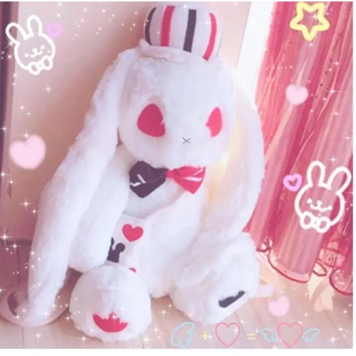 Creepy Cute White Rabbit Plush Bun Backpack for Gothic Fashion