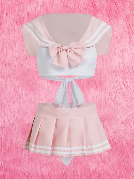 ROMWE J-Fashion 3pack Bow Decor School Girl Costume Set
