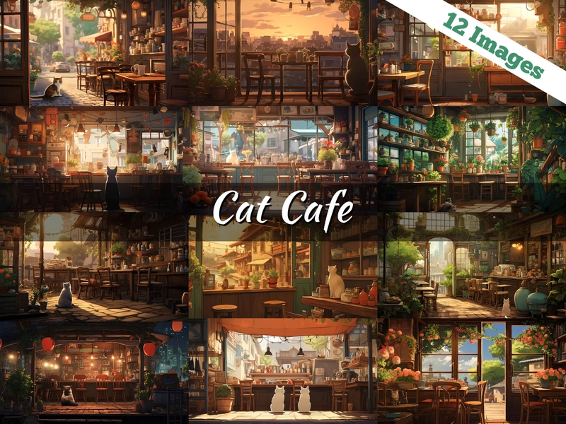 Vtuber Background cat cafe 