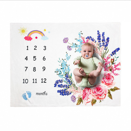 Personalized Baby Milestone Blanket – Fleece - 100*75cm / White