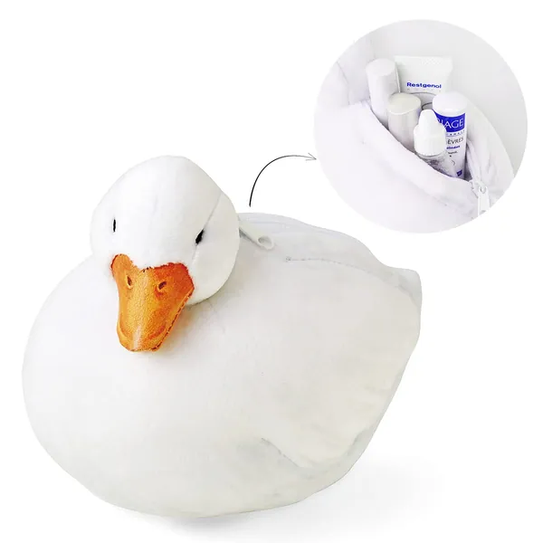 Cute Fat Call Cole Duck Plush Toys Stuffed Animals Pet Ducking Toy with Zipper - Coin Change Purse Jewelry Storage Small Cosmetic Bag - Soft Creative Plushie Doll Birthday Gift - Crooked duck