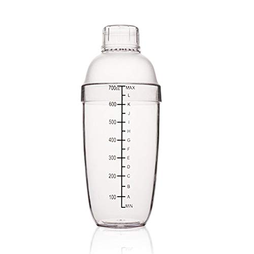 FEOOWV Plastic Cocktail Shaker,Drink Mixer Hand Shaker Cup with Scales,Transparent (24 oz / 700cc) - 24 oz / 700cc