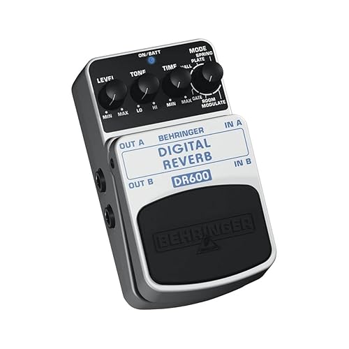 Behringer DR600 Digital Stereo Reverb Effects Pedal, Silver, 1 Count - DIGITAL REVERB DR600
