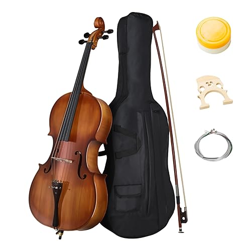 Full Side 4/4 Cello with Bag Bow Rosin Bridge Strings