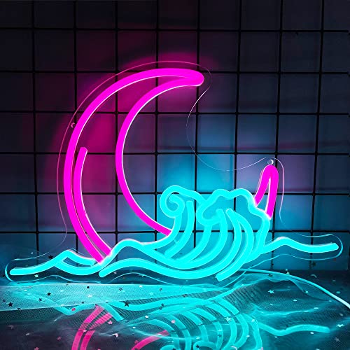 moon wave neon sign
