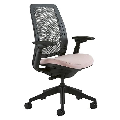 Steelcase Series 2 Office Chair - Ergonomic Work Chair with Wheels for Carpet - with Back Support, Weight-Activated Adjustment & Arm Support - Adjustable Rolling Chairs for Desk - Pink Lemonade - Pink Lemonade - Carpet Casters