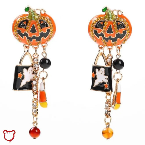 Spooky Pumpkin Tassel Earrings